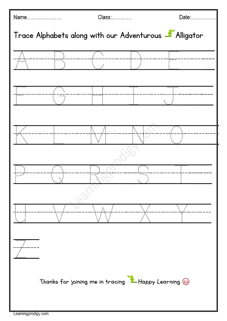 Free Printable English Capital Letters Tracing Worksheet for Toddlers.