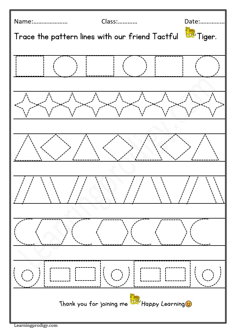 Free Printable Different Pattern lines Worksheet for kids.