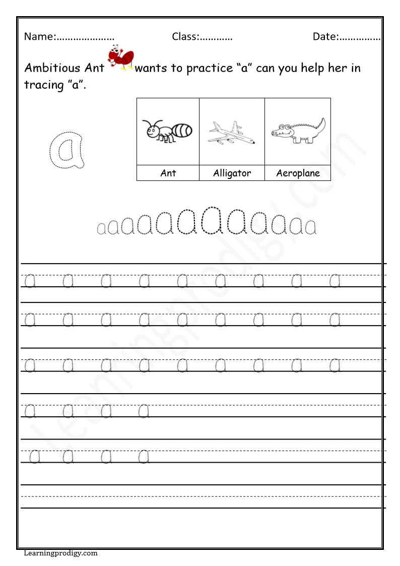 Free Printable English Alphabets Lowercase Tracing Worksheets for School Kids.