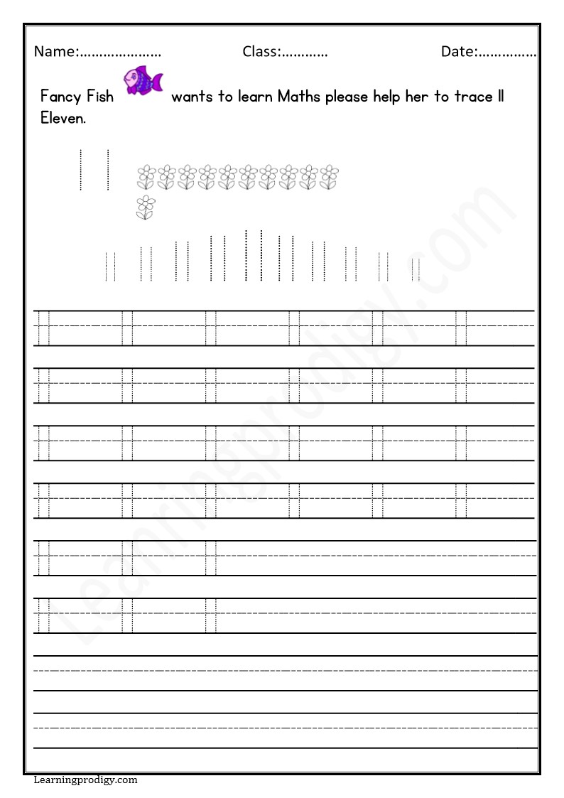 Free Printable Digits Tracing Worksheet for Kindergarten Kids(11-20)