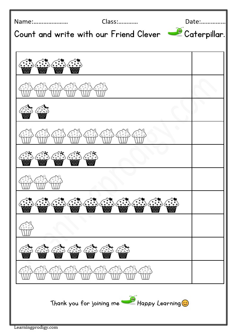 Free Printable Counting Worksheet for Nursery kids | Math Counting Worsheet