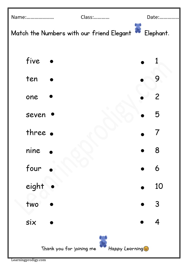 Math Numbers Matching Worksheet for Kids | Math for Beginners