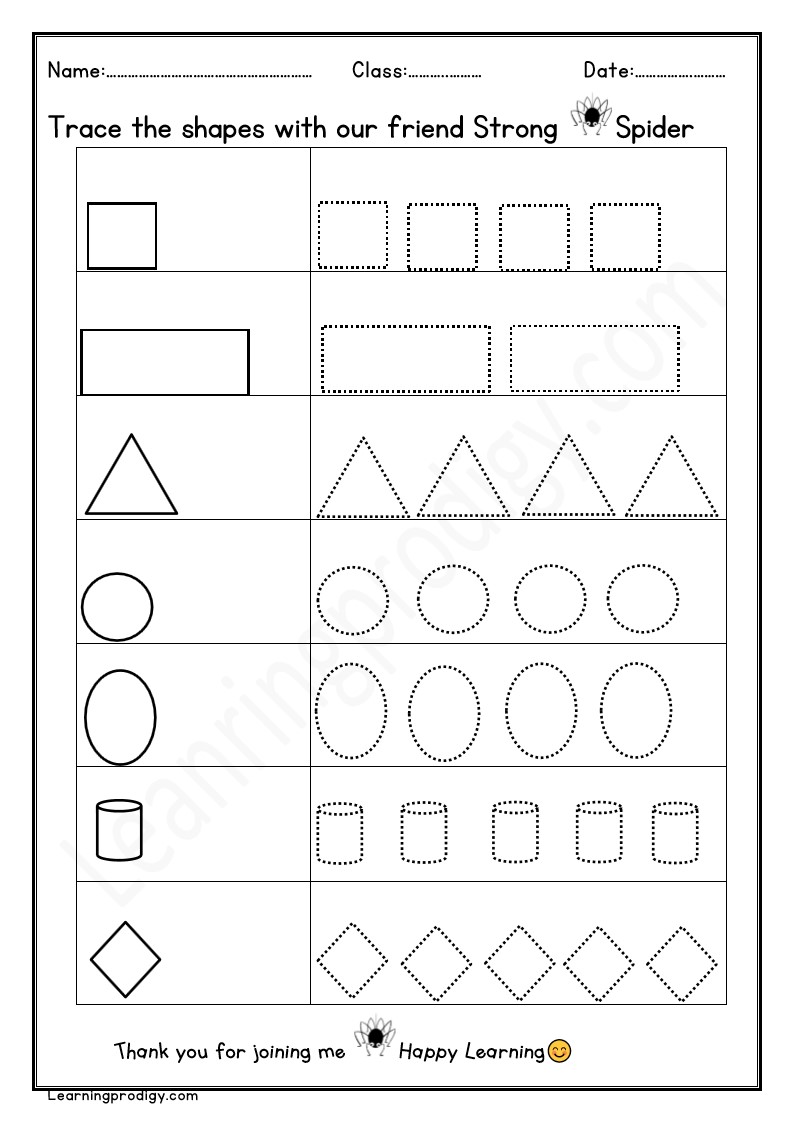 Free Printable Math Shapes Worksheet for Kids | Trace the Shapes