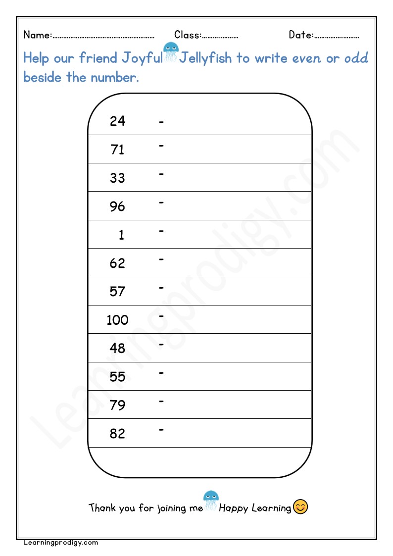 Free Printable Even or Odd Worksheet for Kindergarten Kids | Math Worksheet.