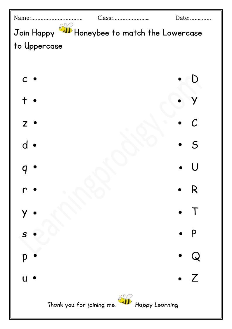 Free Printable English Alphabet Matching Worksheet For Kids 