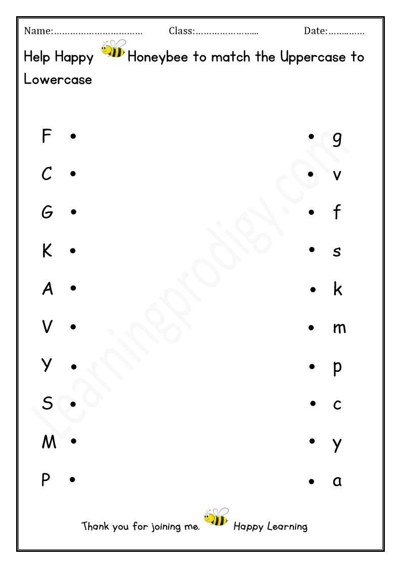 Free Printable English Alphabet Matching Worksheets for Preschoolers