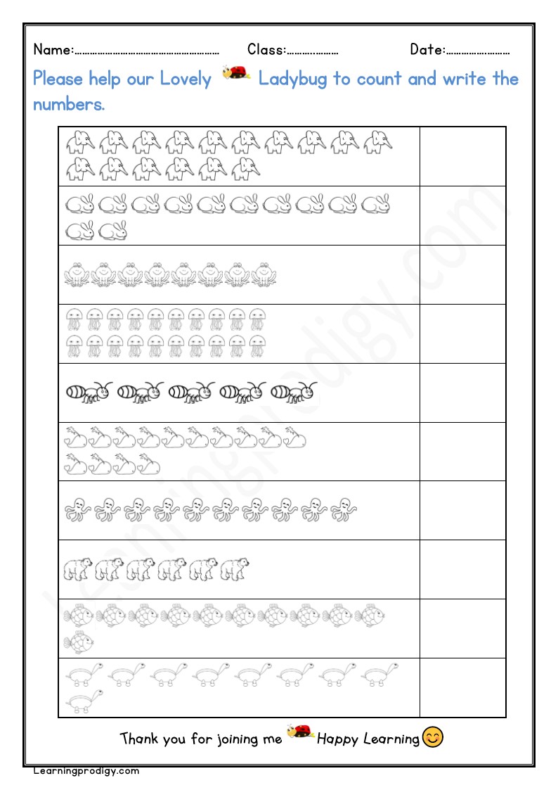 Free Math Counting Worksheet for School Kids (1-20)