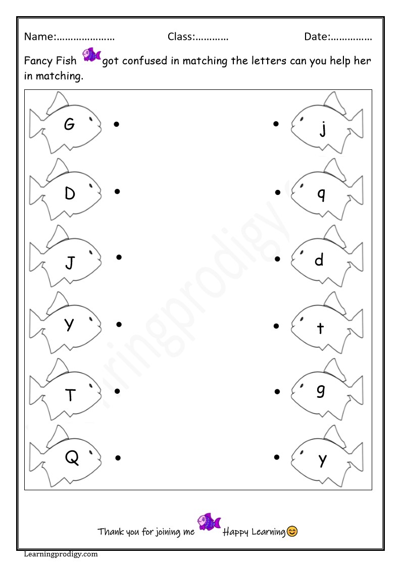 Free Printable Alphabet Case Worksheet for Preschooler | Match Capital Letter to Small Letters.