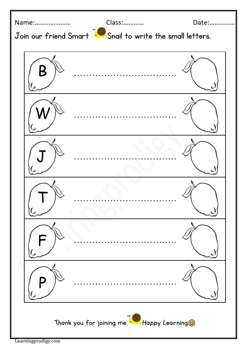 Free Printable English Lower case Alphabet Worksheet for Preschoolers