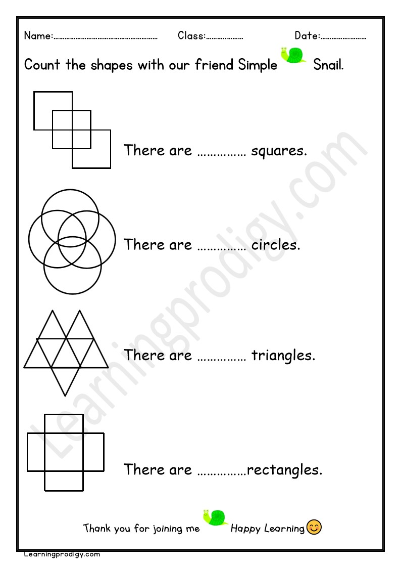 Free Shapes Counting Worksheet for School Kids