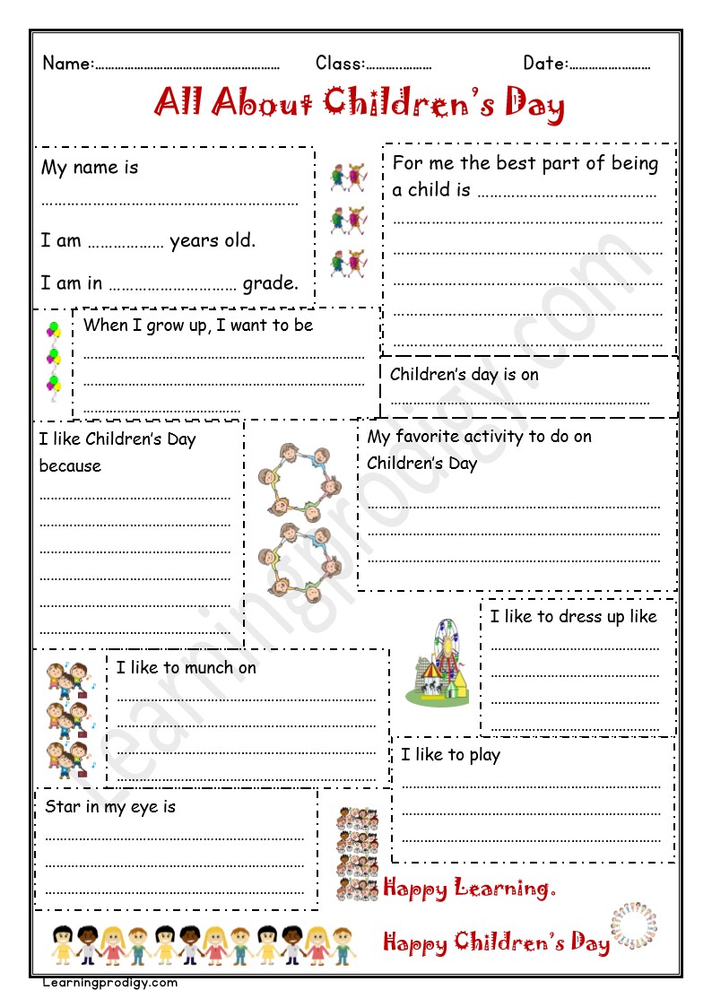 Free Printable All About Children’s Day Activity for Kids