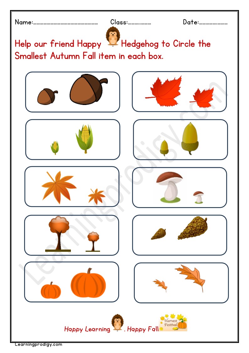 Free Printable Fall Math Worksheet for Kids