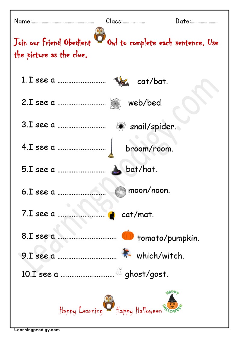Free Printable Halloween Fill in the Blanks with Pictures