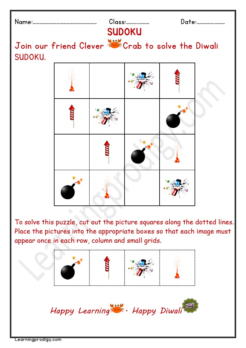 Free Printable Diwali Puzzle | Diwali Sudoku