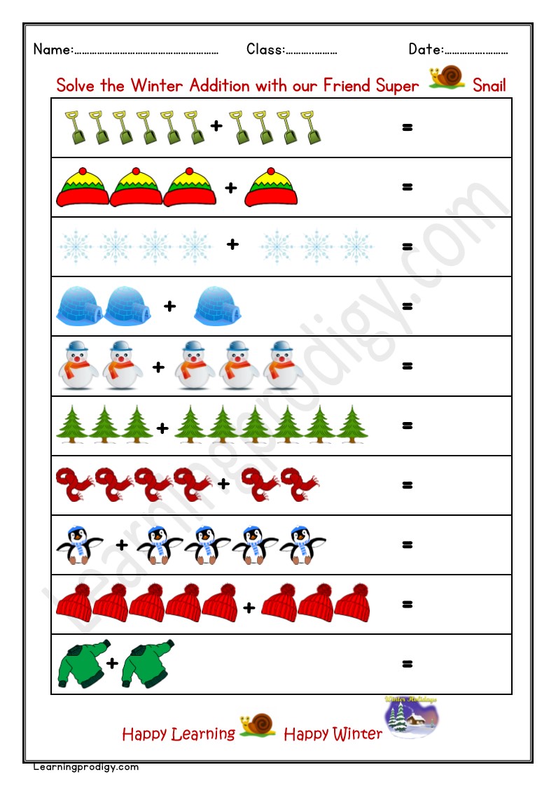 Free Printable Winter Subtraction Worksheet With Pictures for Kindergarten Kids.