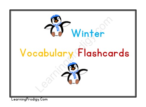 Free Printable Winter Theme Flashcards for Kindergarten Kids with Pictures.