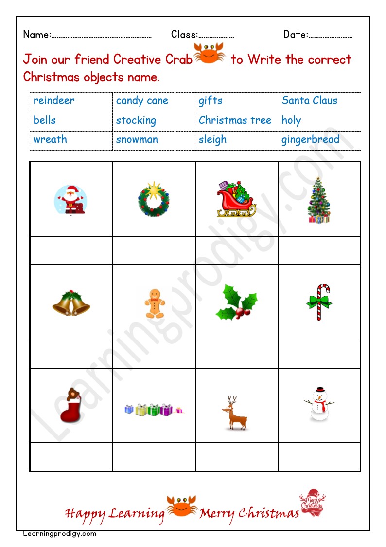 Free Printable Christmas Activity Worksheets for Kids with Pictures.