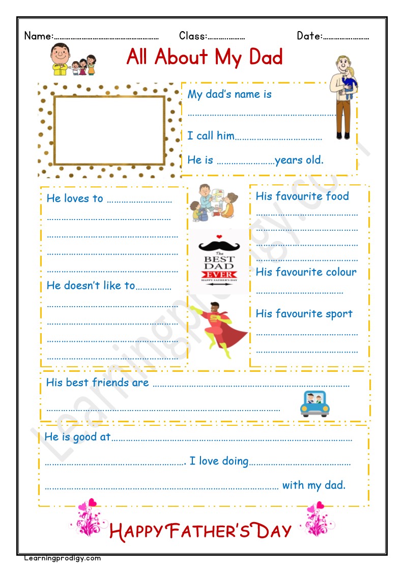 Free Printable All About My Father's Day Write up - worksheet ...